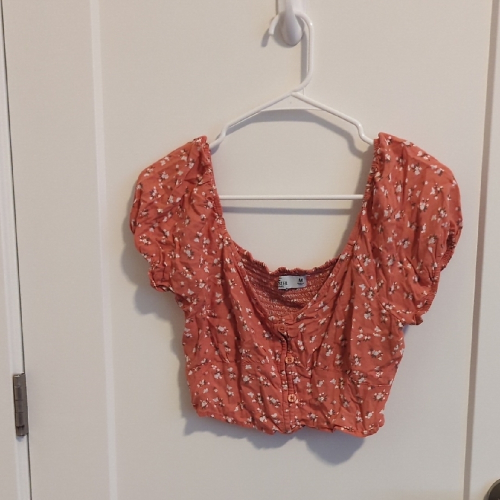 Floral Puff Sleeve Top in Coral